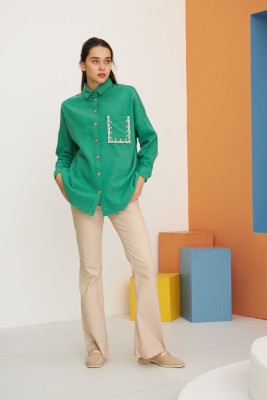 Taşlı Yün Gömlek Benetton - Thumbnail